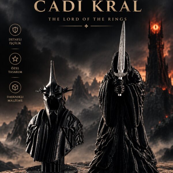 Yüzüklerin Efendisi Nazgûl ve Cadı Kral 3D Baskı Figür Seti