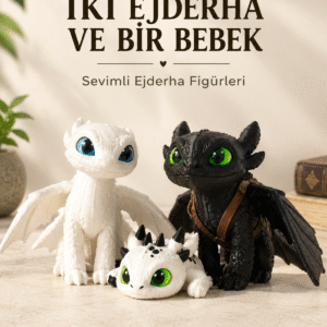 Gecenin Öfkesi Dişsiz ve Işığın Öfkesi Eklemli Ejderha Figürü (Bebek Ejderha Hediye)